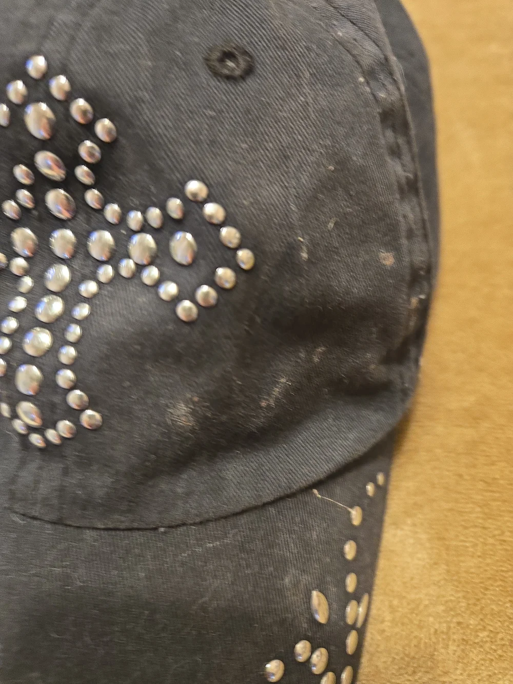 Black Studded Cross Baseball Cap